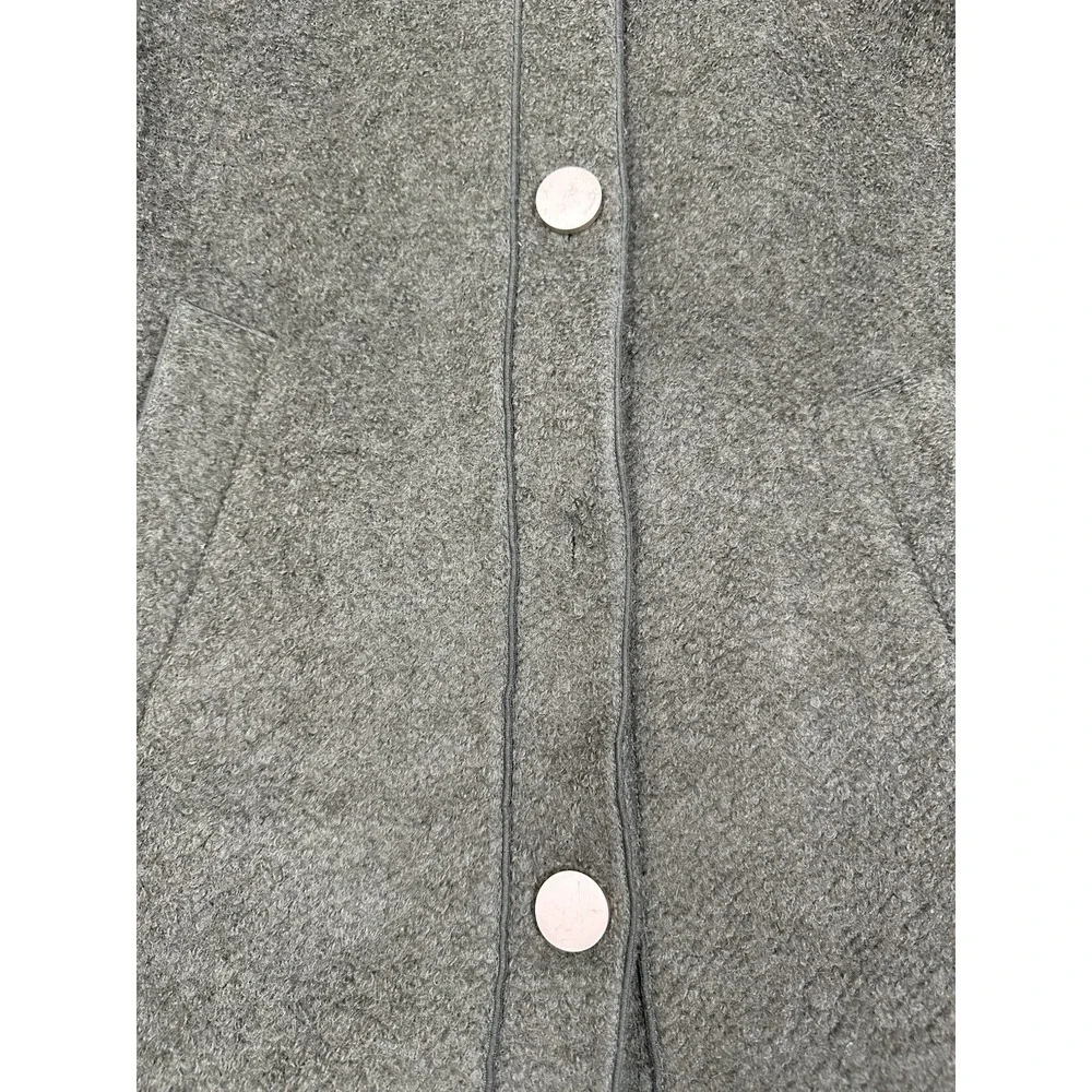 OpenBox Long Wool Blend Coat Olive Green Stripe Detail Medium - Picture 9 of 11